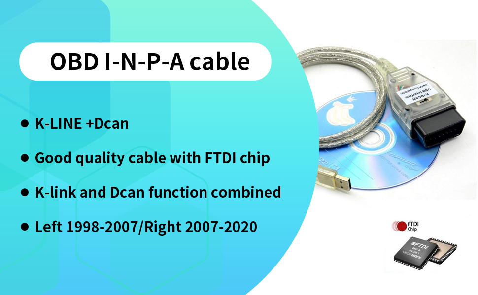 INPA K+ CAN Ediabas Cable with Switch DCAN Interface Coding Support E serials Interface