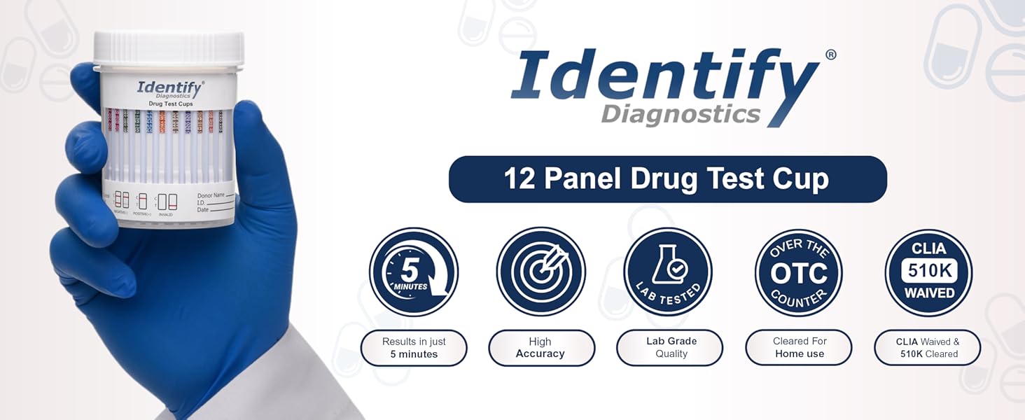 Identify Diagnostics 12 Panel Drug Test Cups