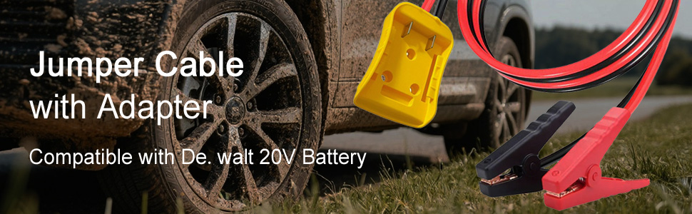 Jumper Cables with Adapter Compatible with Dewalt 20V Battery, 2FT 8AWG Portable Battery Dewalt