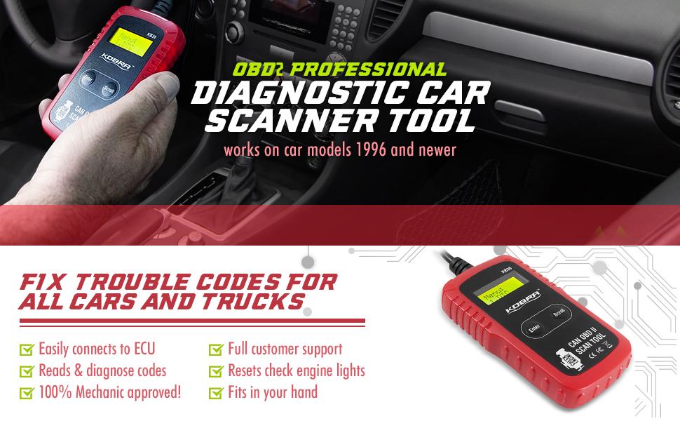 OBD2 PROFESSIONAL DIAGNOSTIC CAR SCANNER TOOL FIX TROUBLE CODES