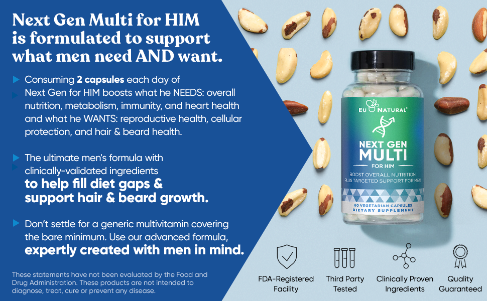 Formulated to support what men need and want. supports metabolism, immunity, heart, hair and beard