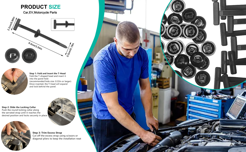 Your automotive repairs and DIY projects with these versatile nylon universal cable tie buckles