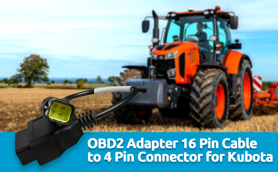 OBD2 Adapter Cable for KUBOTA Vehicles 4 Pin