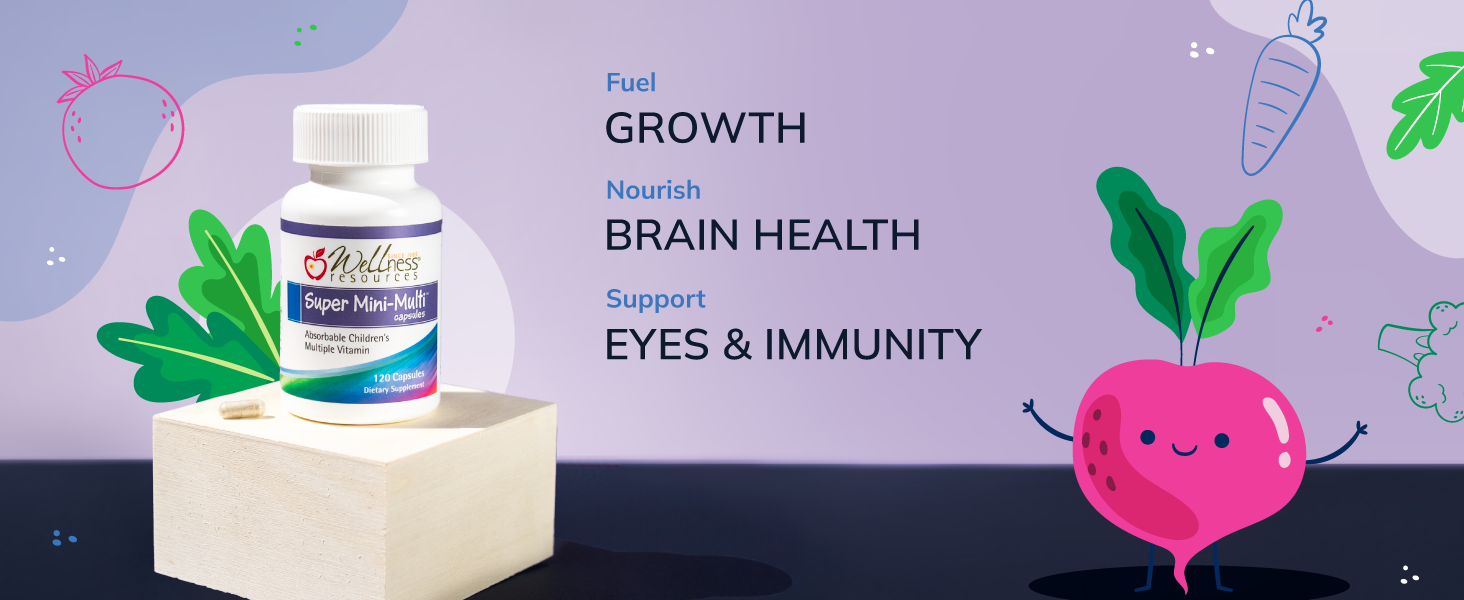 Fuel brain growth nourish brain health and support eyes immunity children's daily multiple vitamin