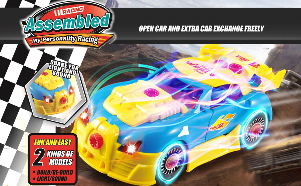 Take apart car building kit drill tires screws headlights sound effects toddler mechanic toy boys