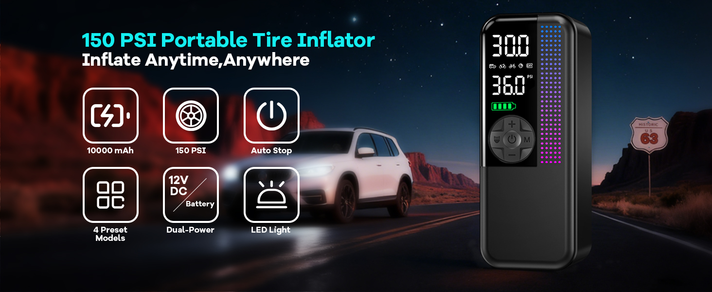 Tire Inflator Portable Air Compressor