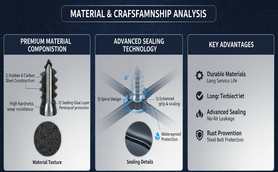 The unique thick-threaded design enhances friction between the plug and tire wall